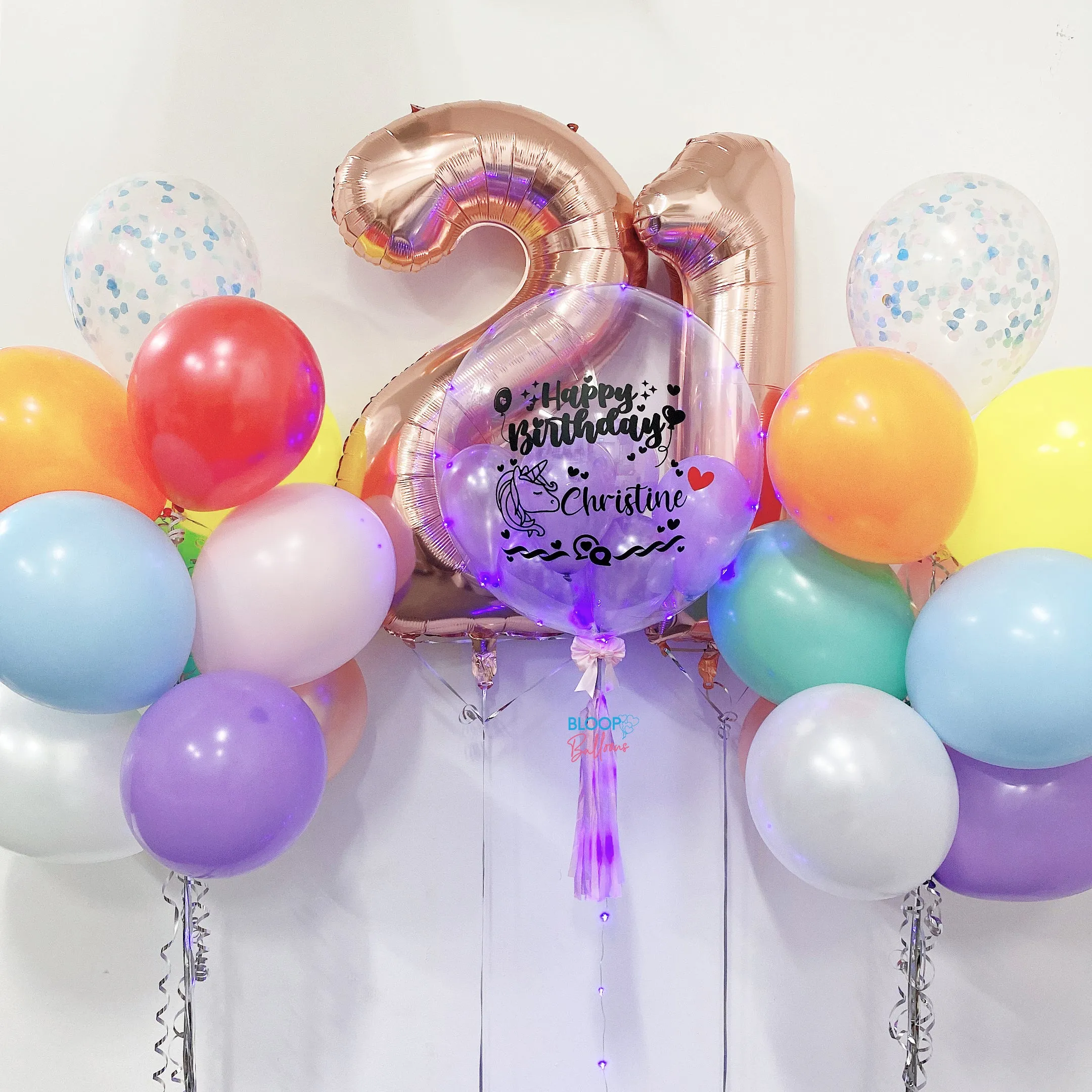 24''personalised balloon with 2 side bouquets, 2 x 40'' Number Balloon bundle set
