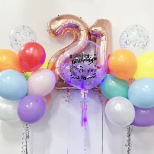 24''personalised balloon with 2 side bouquets, 2 x 40'' Number Balloon bundle set