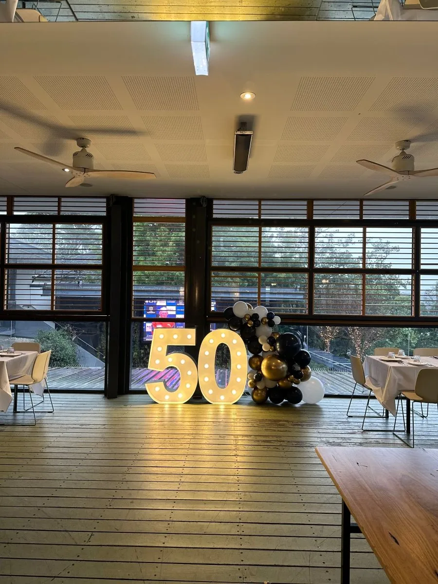 50th Birthday Balloon Garland with 1m LED Number Lights