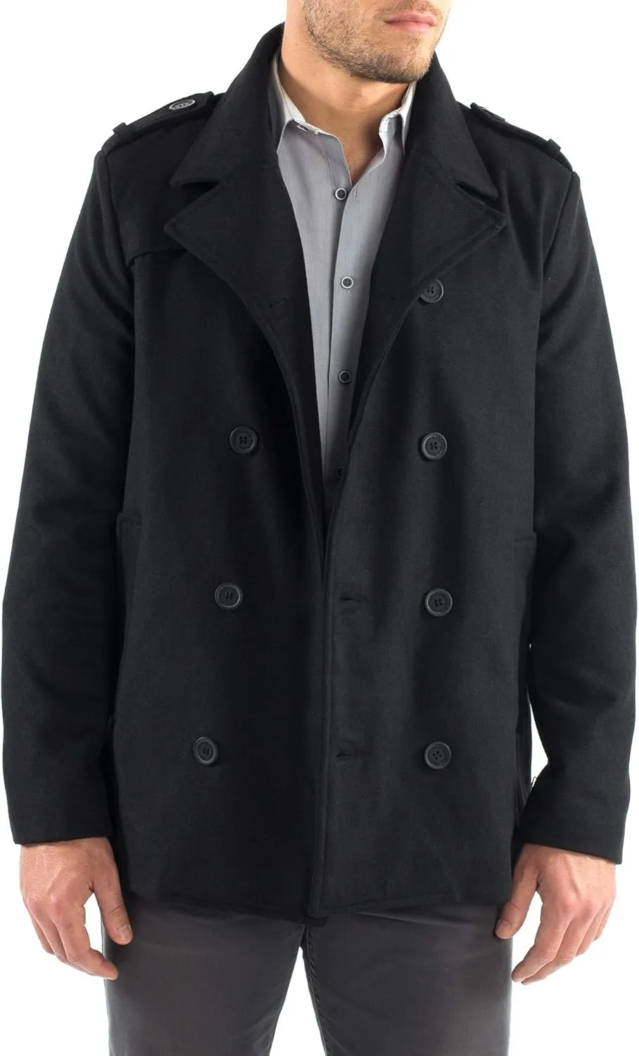 Alpine Swiss Jake Mens Wool Pea Coat Double Breasted Peacoat Jacket