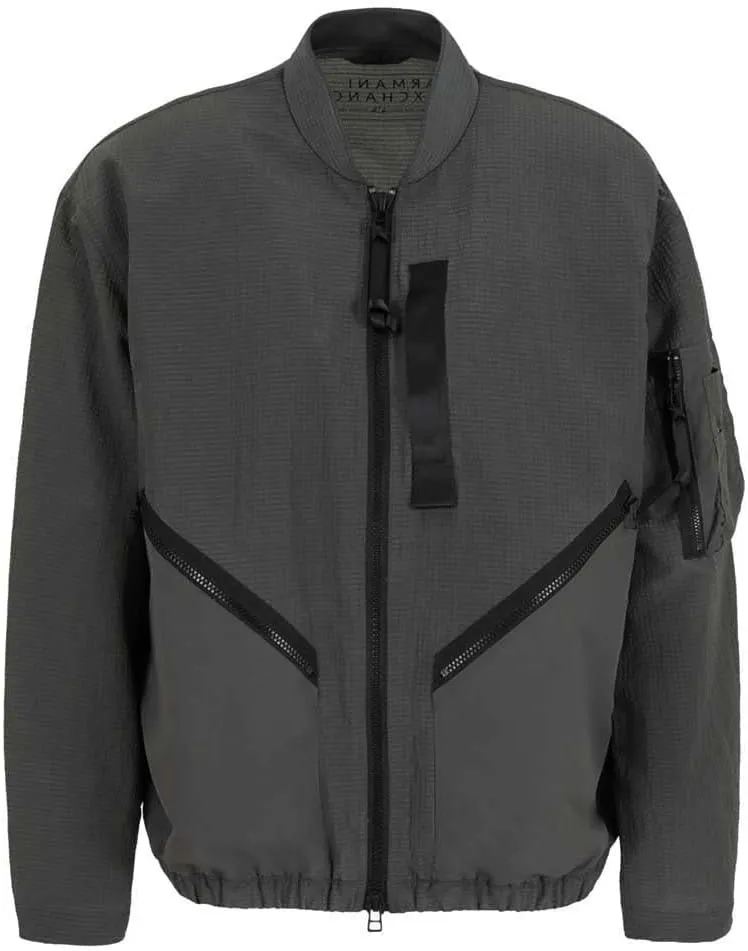 Armani Exchange Men's Textured Utility Tape Pocket Bomber Jacket