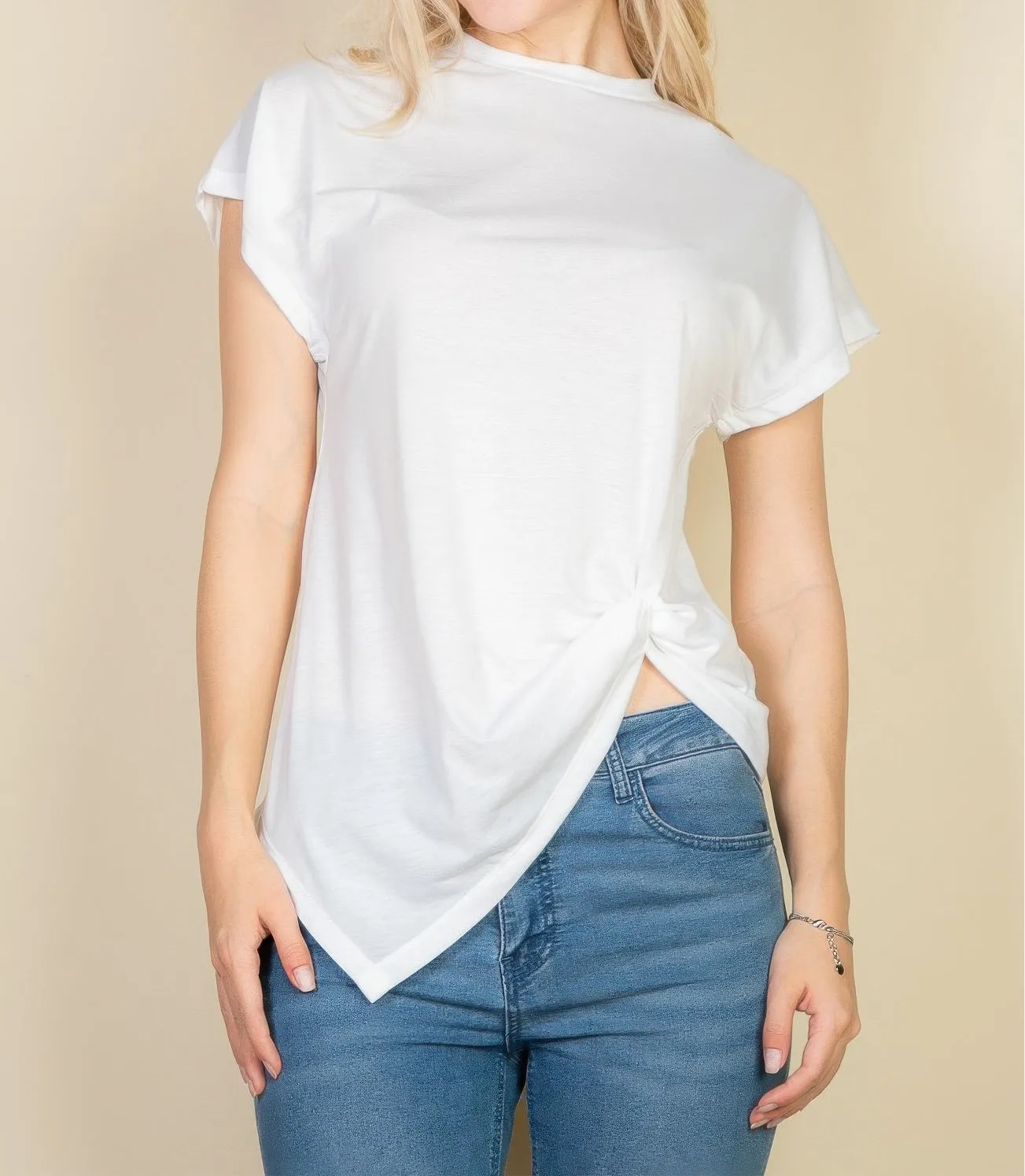 Batwing Sleeve Twist Front Tee