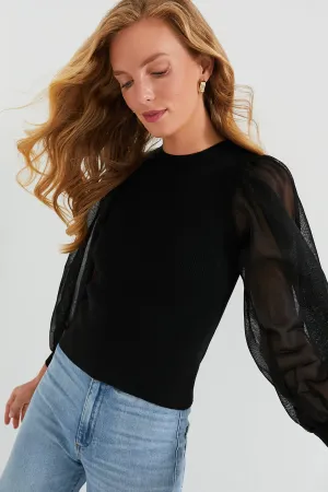 Black Knit Betsy Blouse