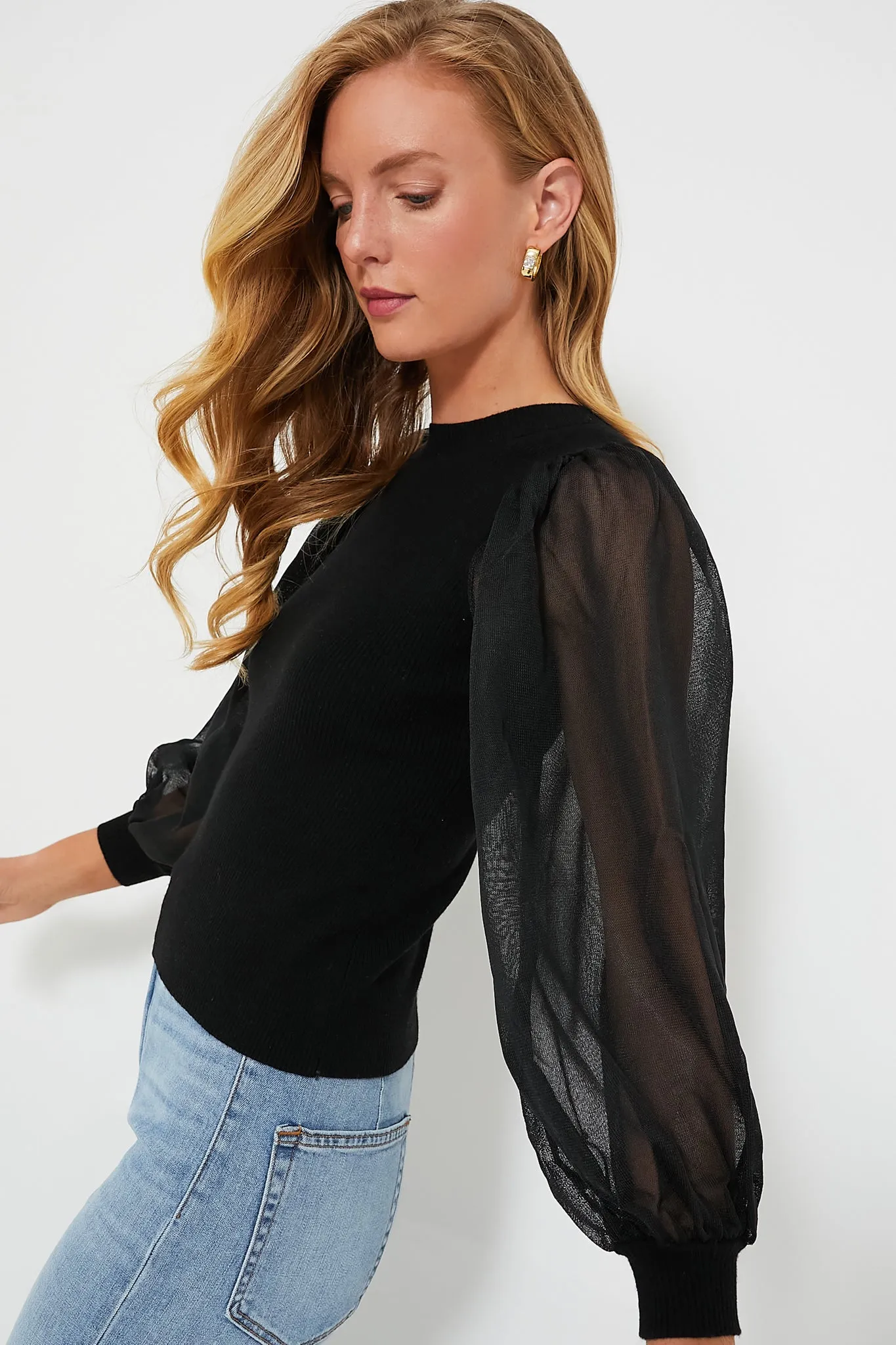 Black Knit Betsy Blouse