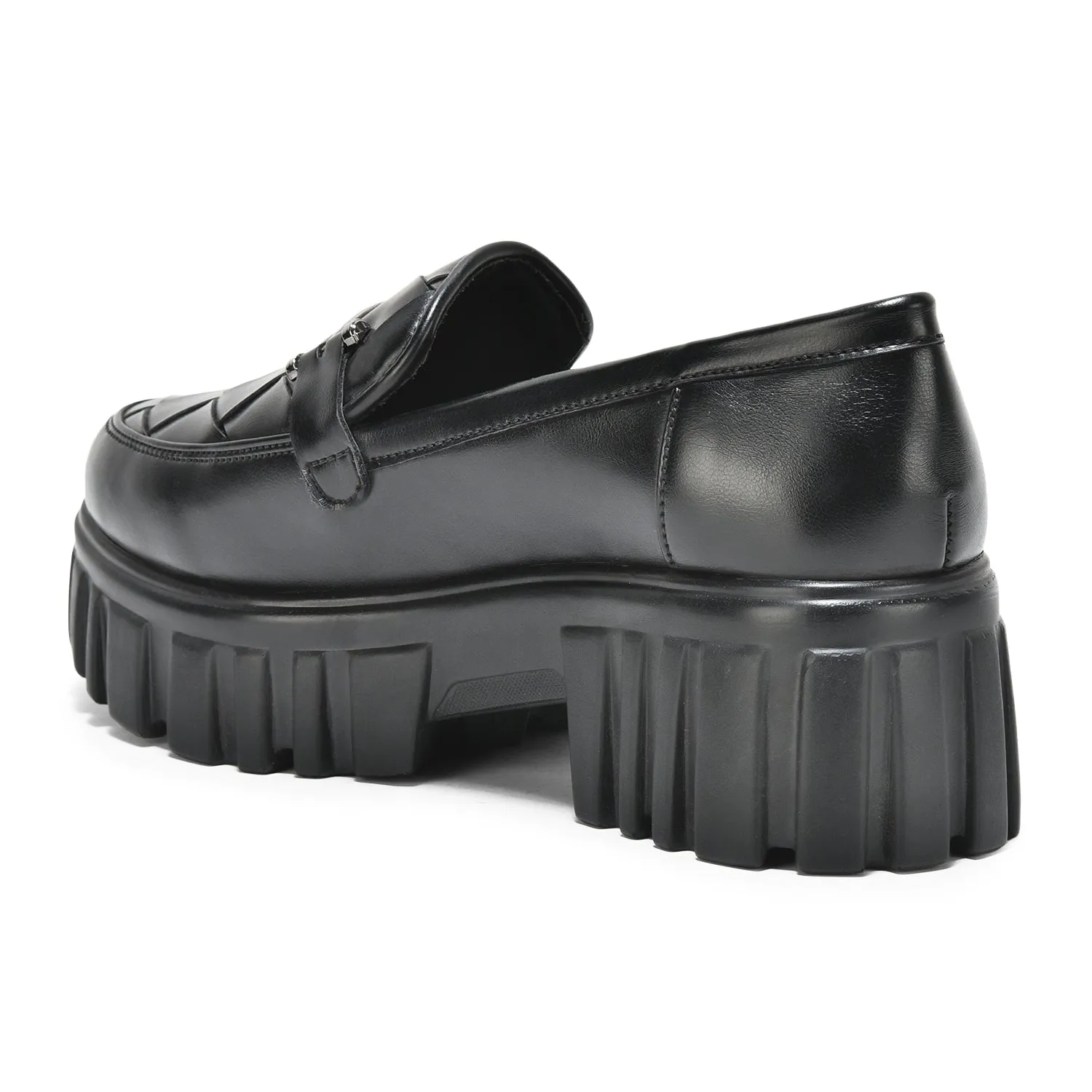 Black Slip-on Criss- Cross Loafer