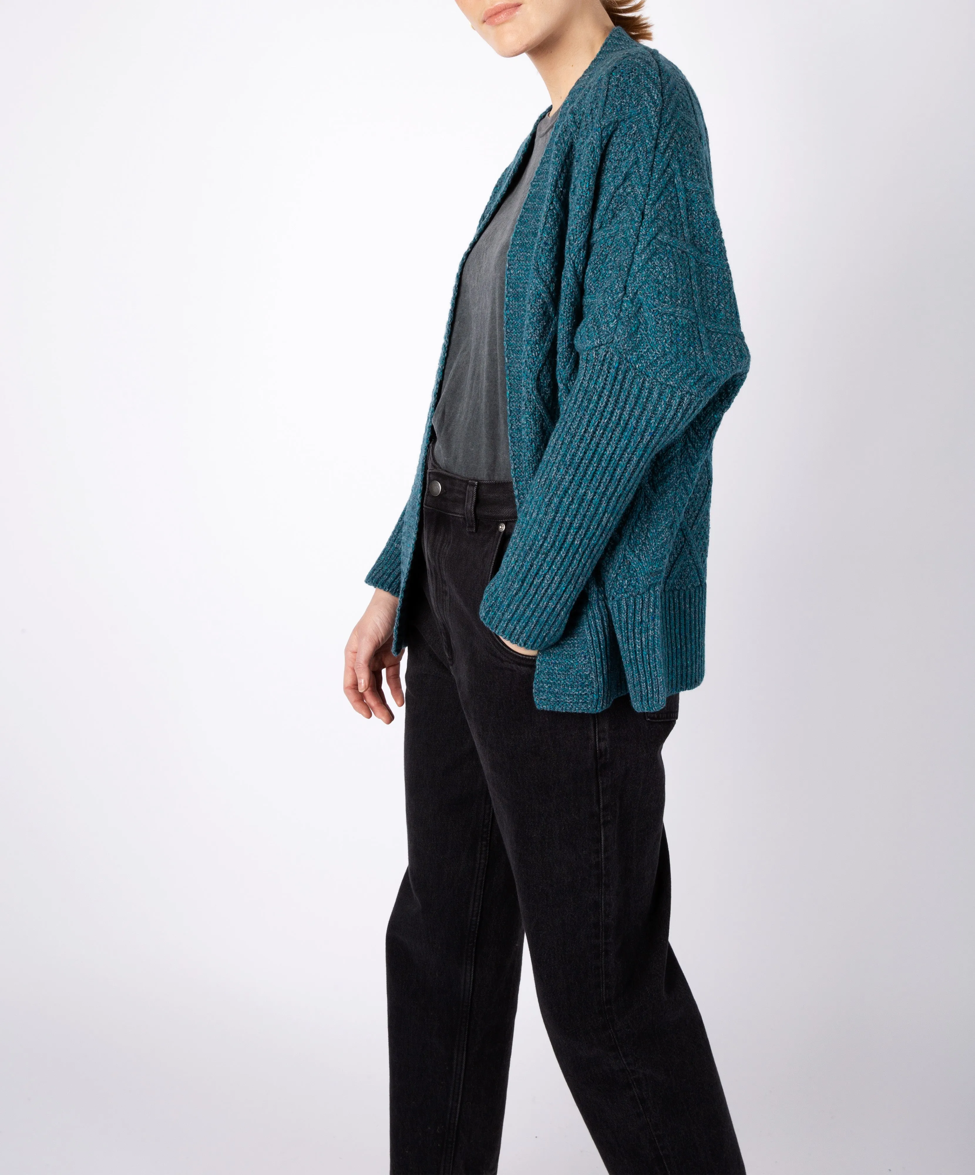 Brome Batwing Diamond Pattern Cardigan Aquamarine