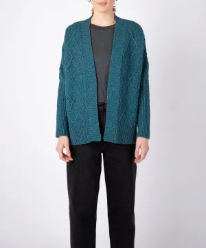 Brome Batwing Diamond Pattern Cardigan Aquamarine
