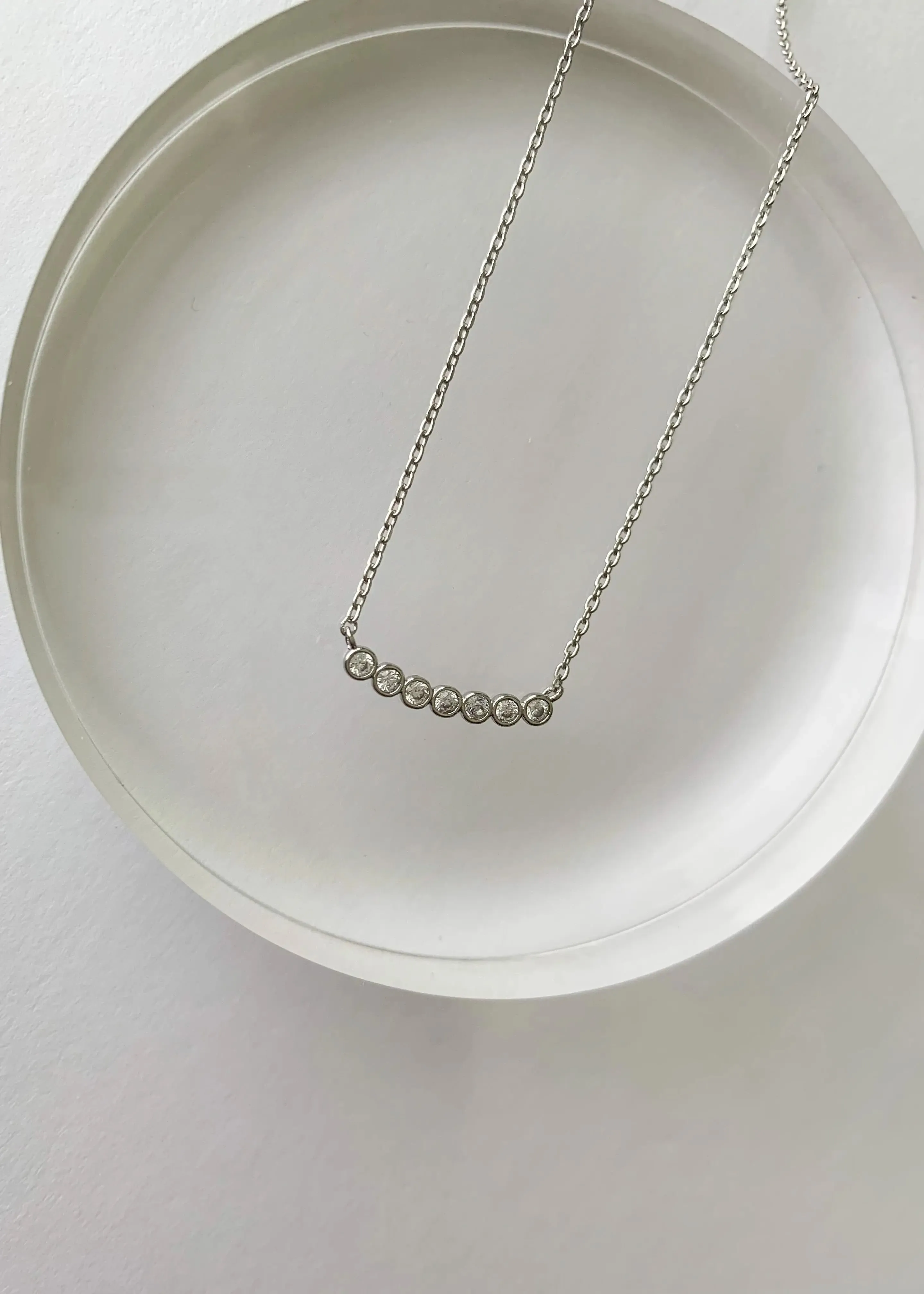 Bubble Stone Dainty Bar Necklace