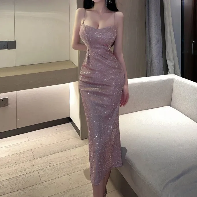 Cami Pink Bodycon Hip-Hugging Slit Dress