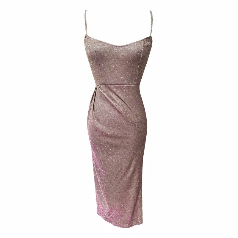 Cami Pink Bodycon Hip-Hugging Slit Dress