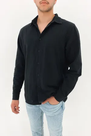 Classic Linen Long Sleeve Shirt Vintage Black