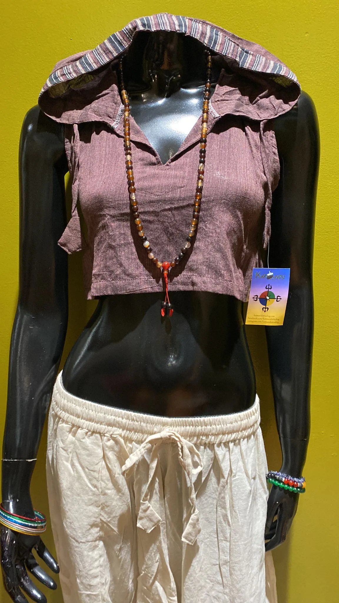 Cotton Sleeveless Crop-Top Hoodie - Solid