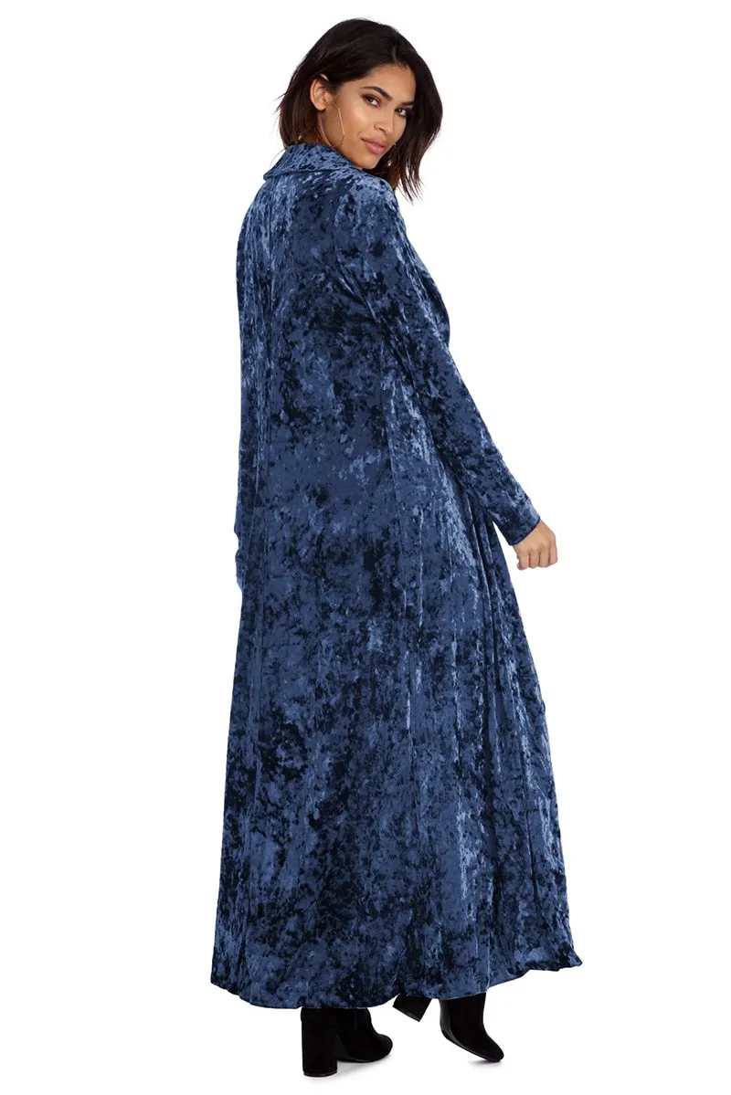 Crushed Velvet Long Overcoat