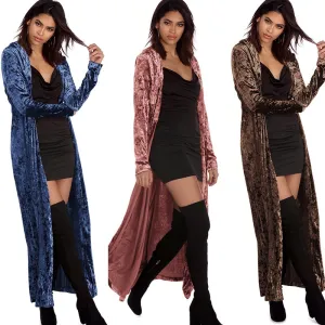 Crushed Velvet Long Overcoat