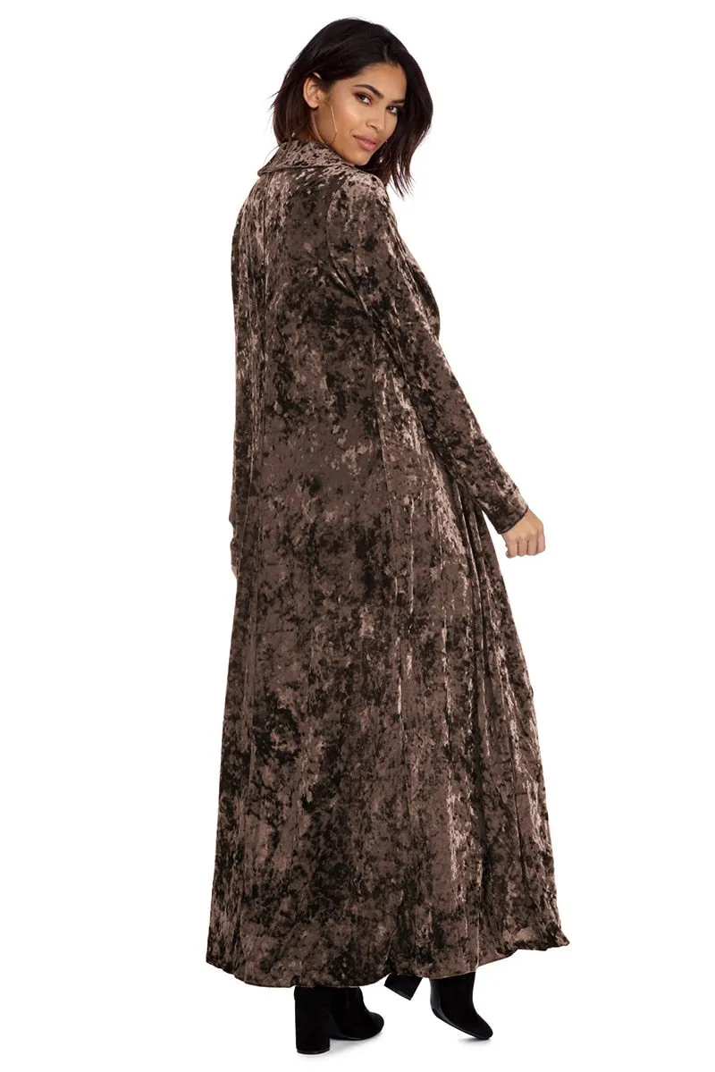 Crushed Velvet Long Overcoat