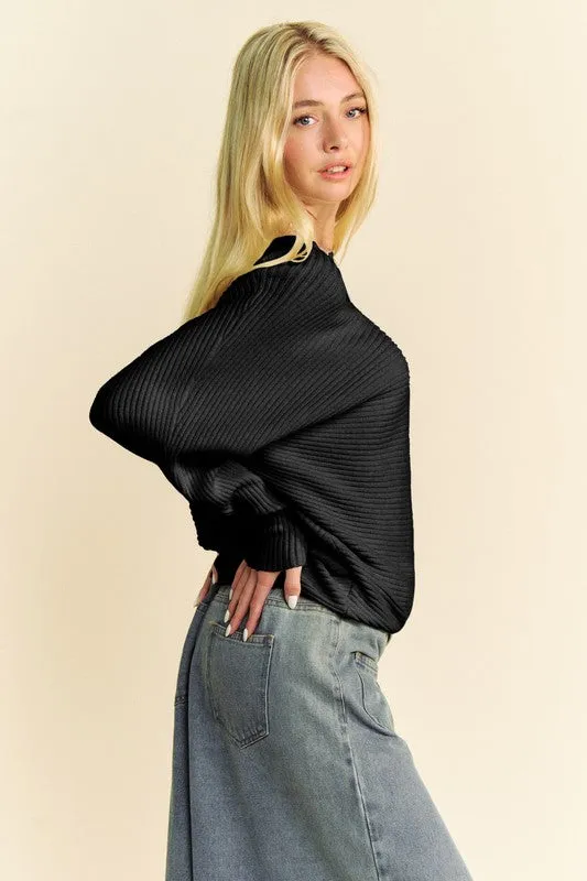 Davi & Dani Round Neck Batwing Sleeve Sweater