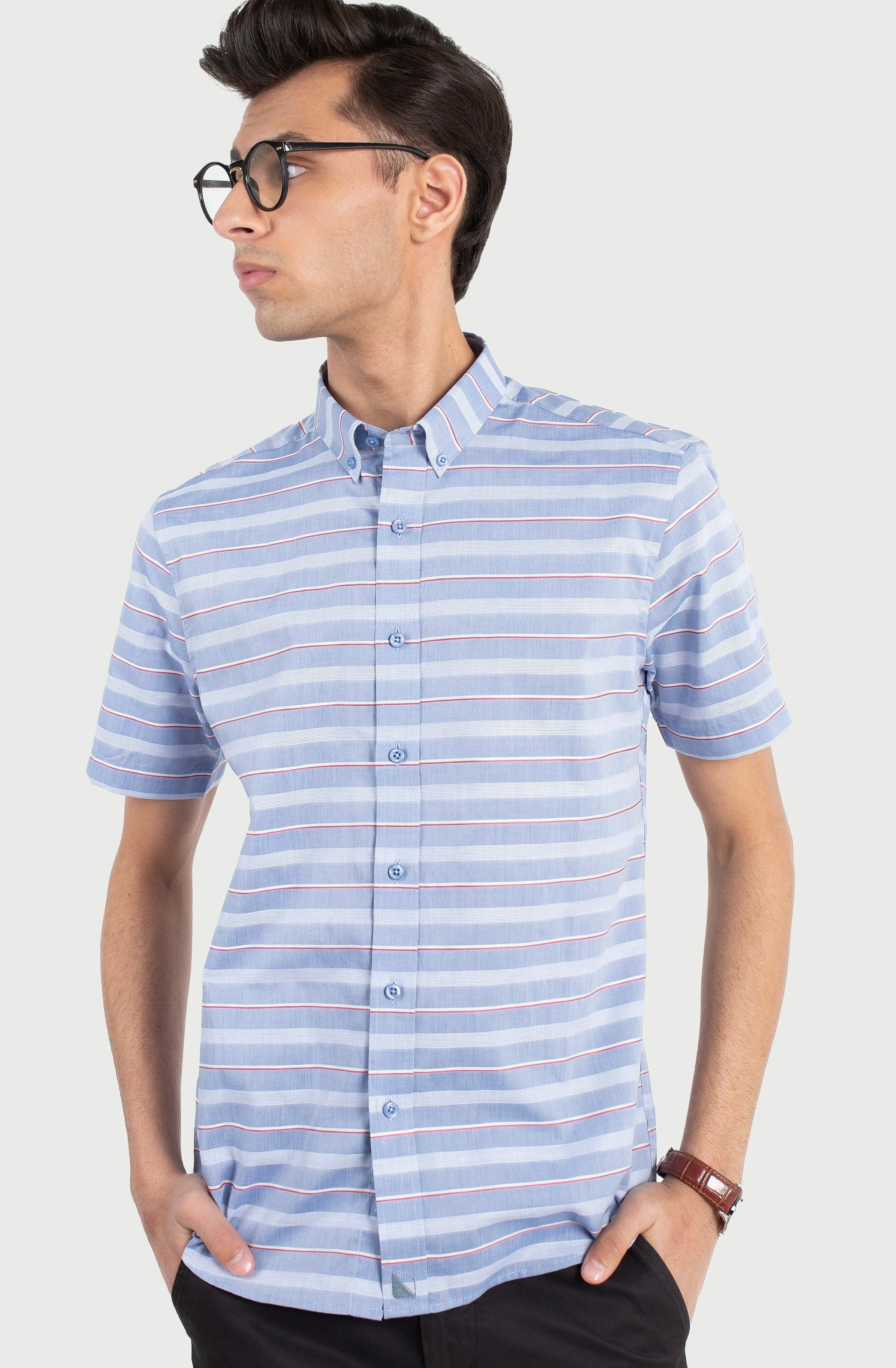 Dobby Red Touch Gap Stripes