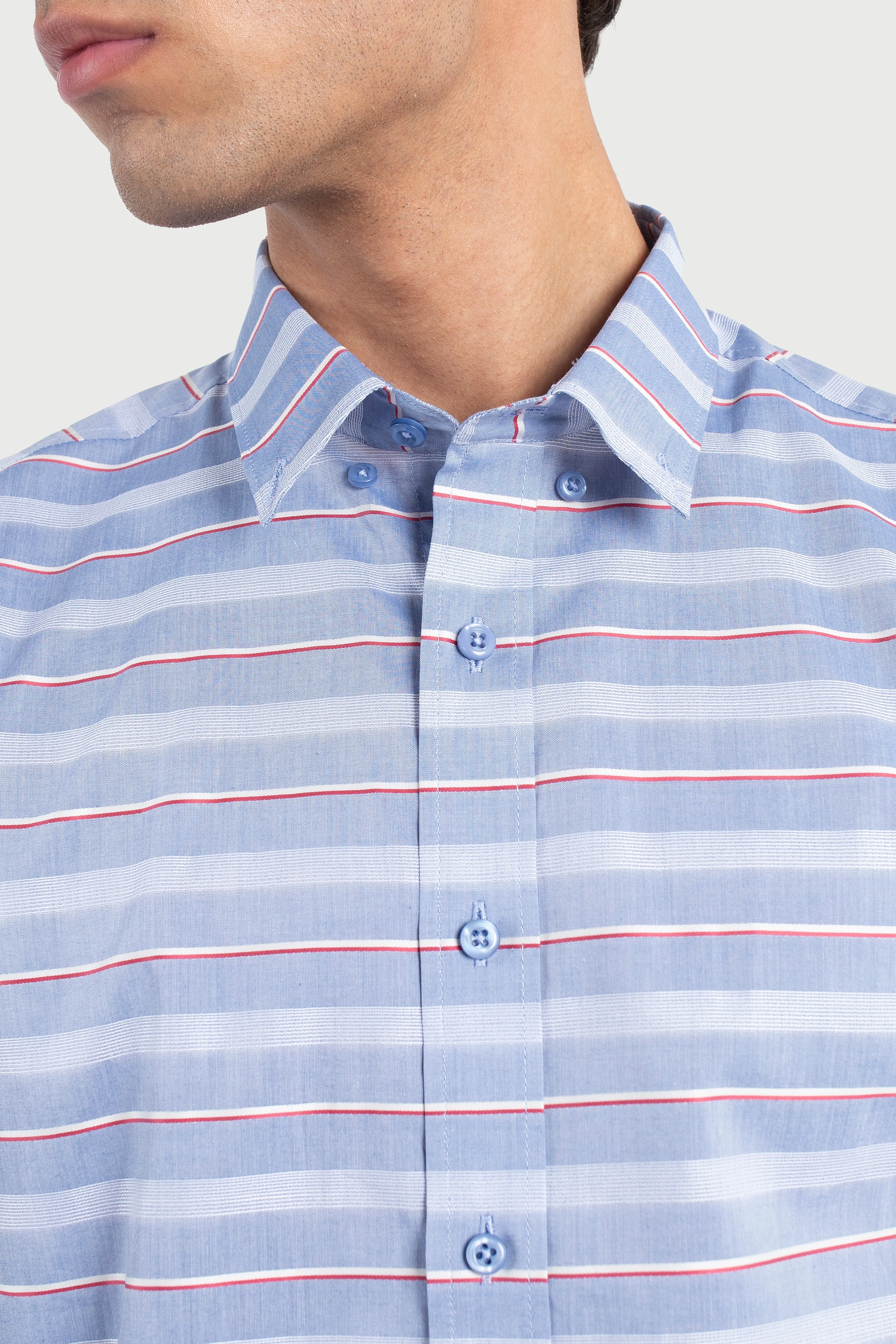 Dobby Red Touch Gap Stripes