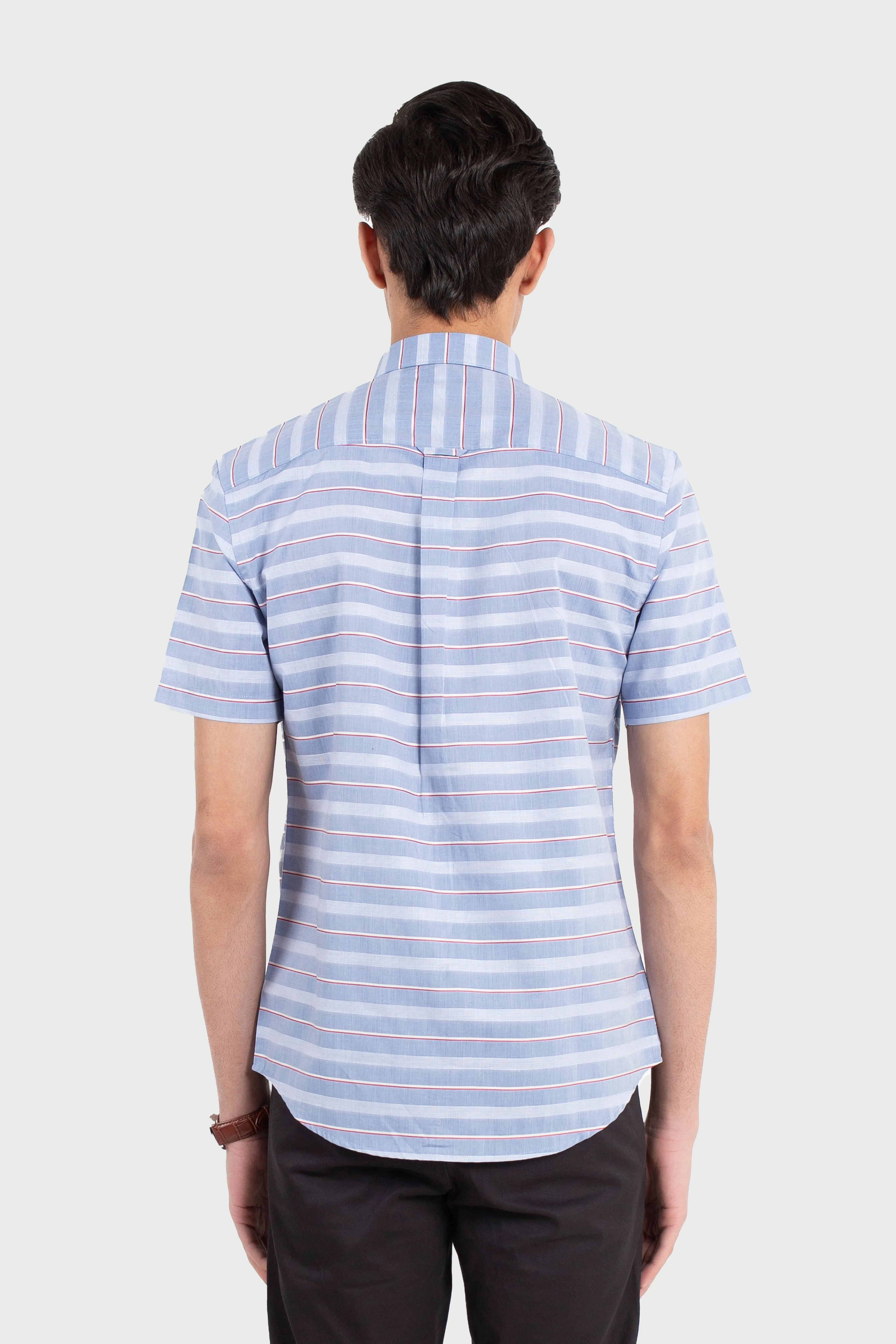 Dobby Red Touch Gap Stripes