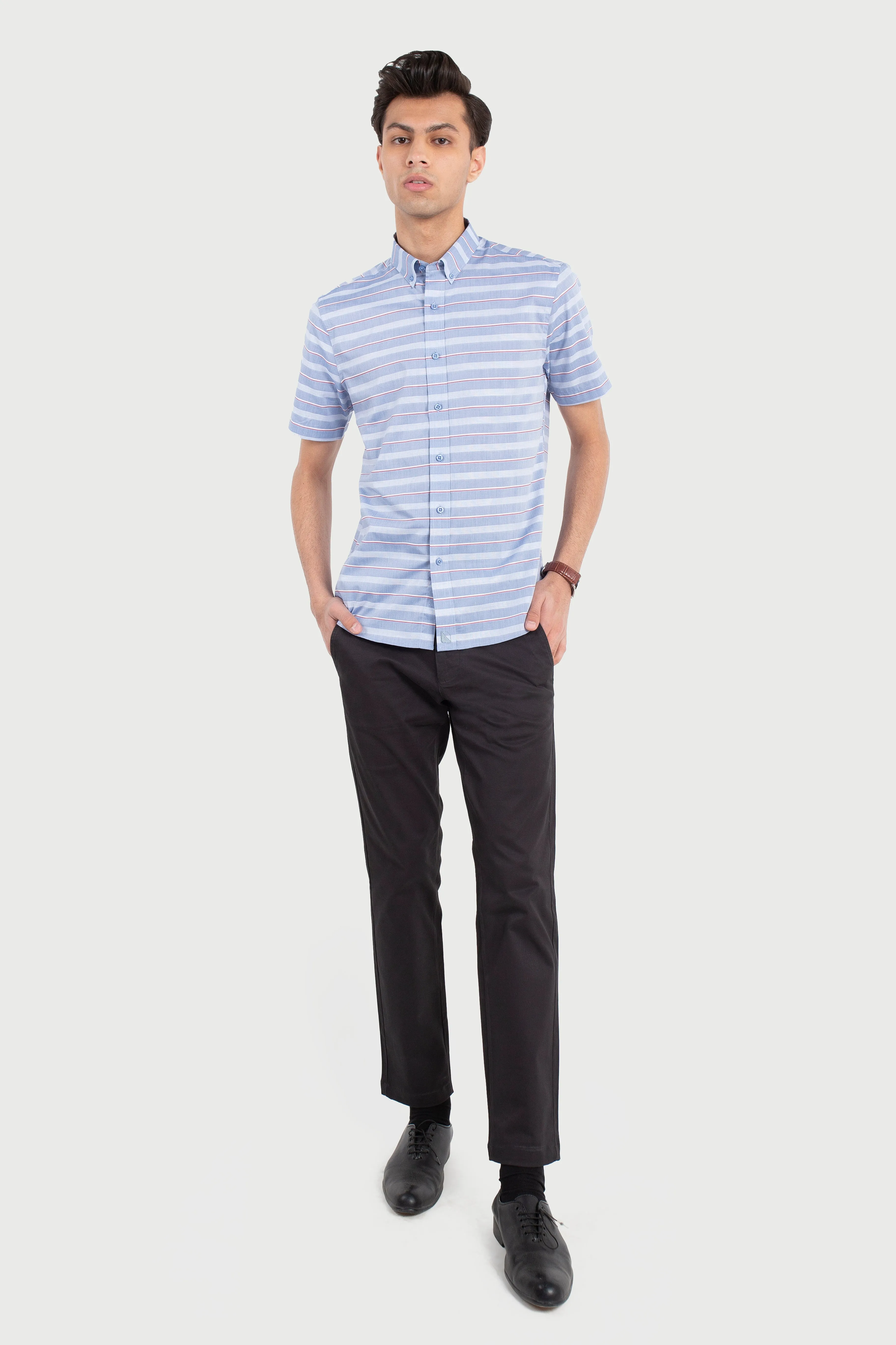 Dobby Red Touch Gap Stripes