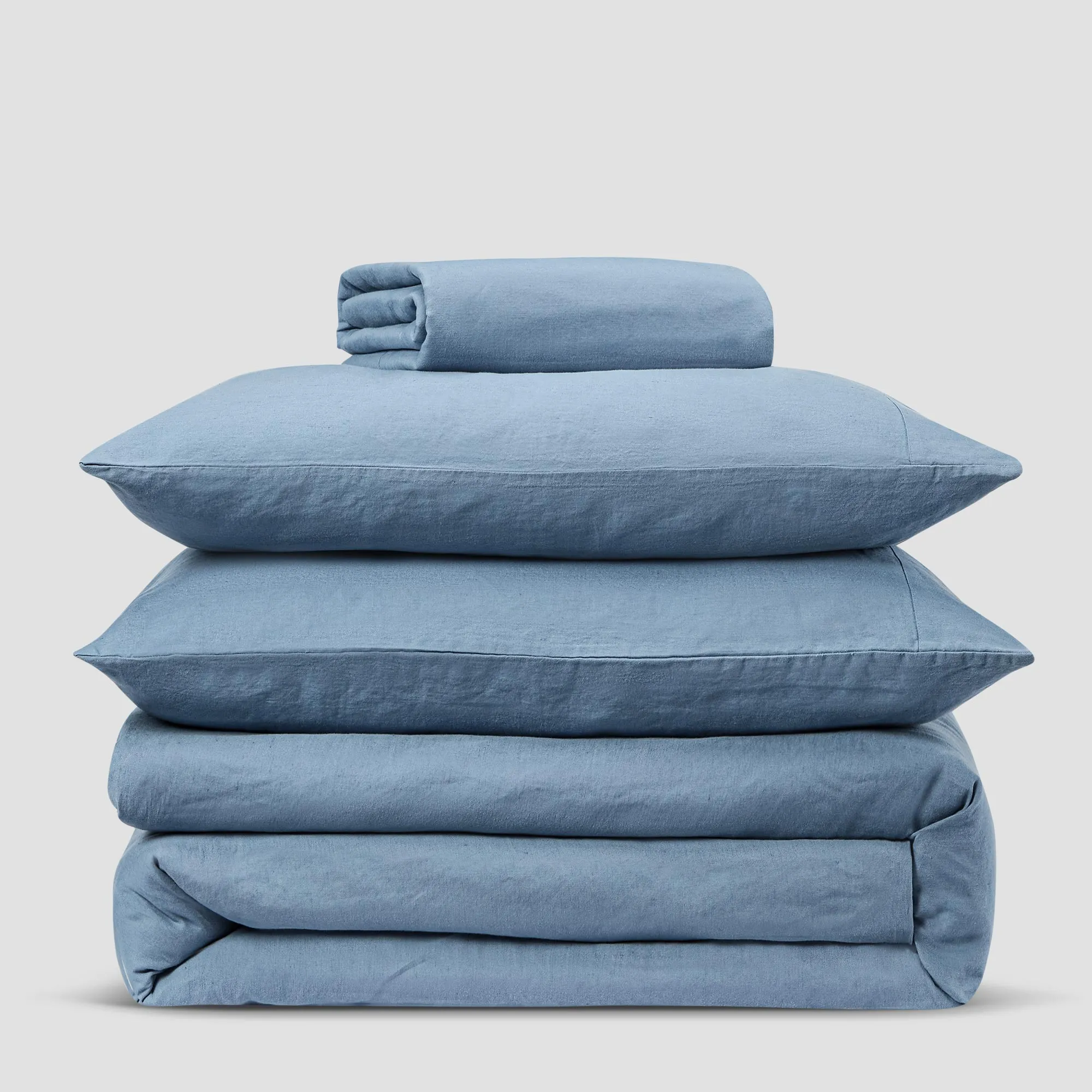 Dusk Blue Linen Blend Duvet Cover