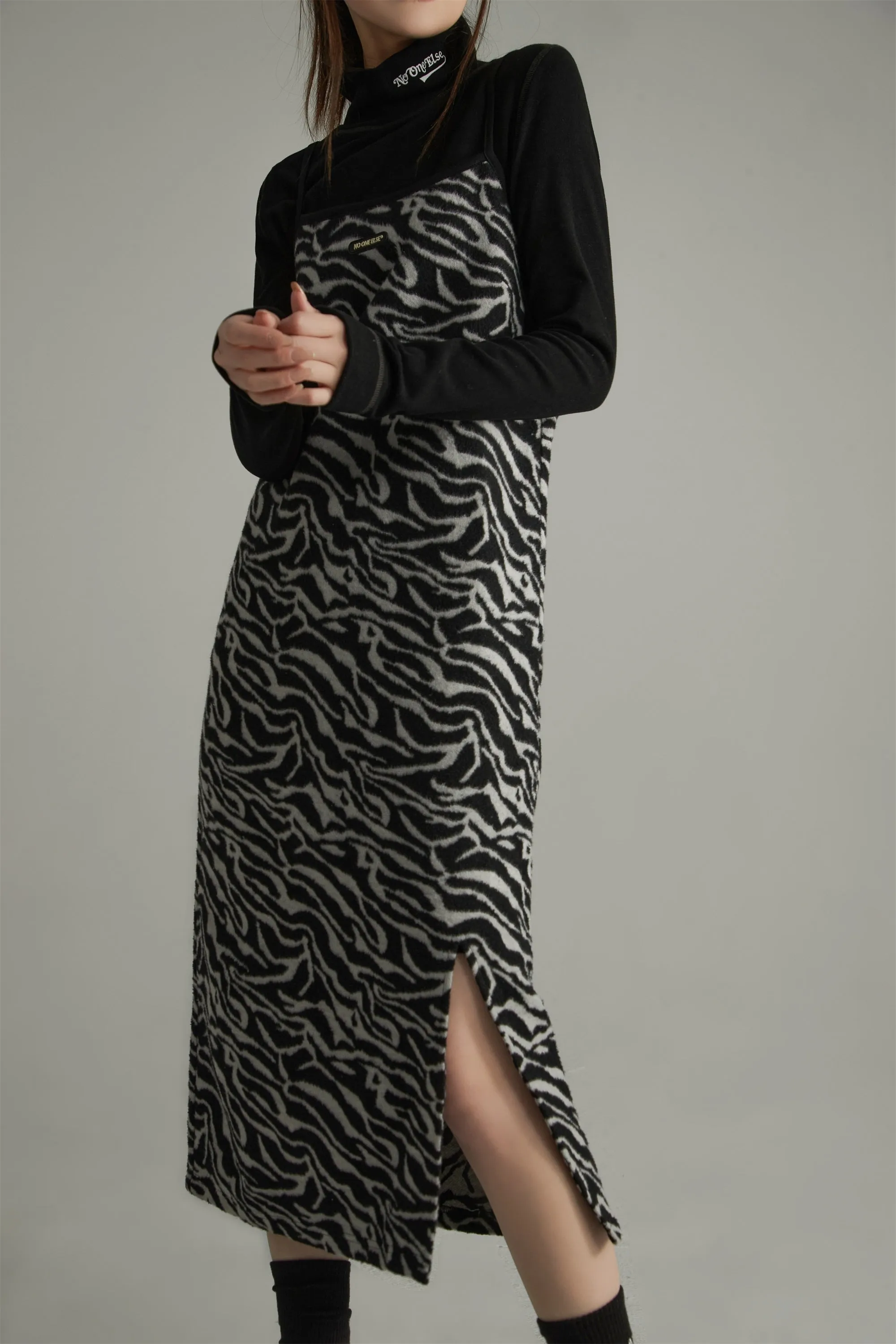 Faux Angora Zebra Cami Dress