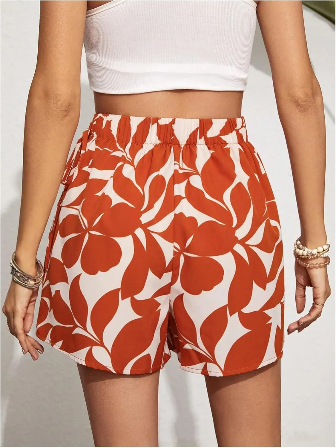Floerns Women's Solid Wrap Front Linen Skirt Shorts Drawstring Knot Side Skort Shorts
