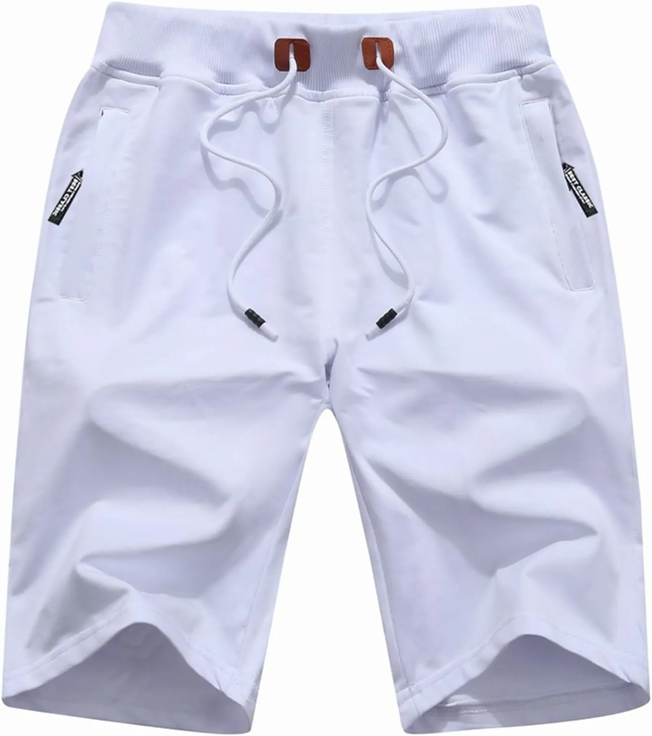 FoxQ Mens Casual Drawstring Shorts with Zipper Pockets Elastic Waist