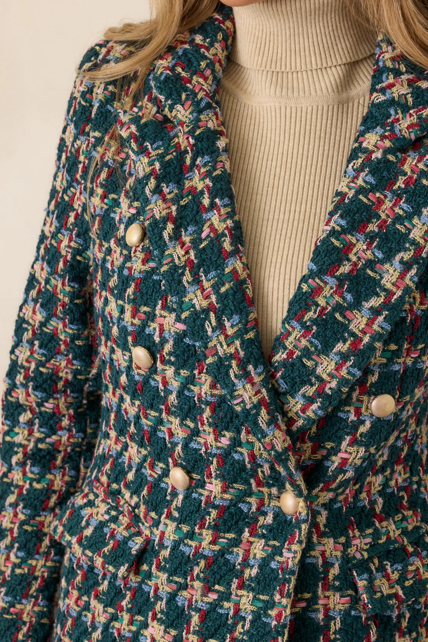 Get It Done Green Multi Tweed Coat