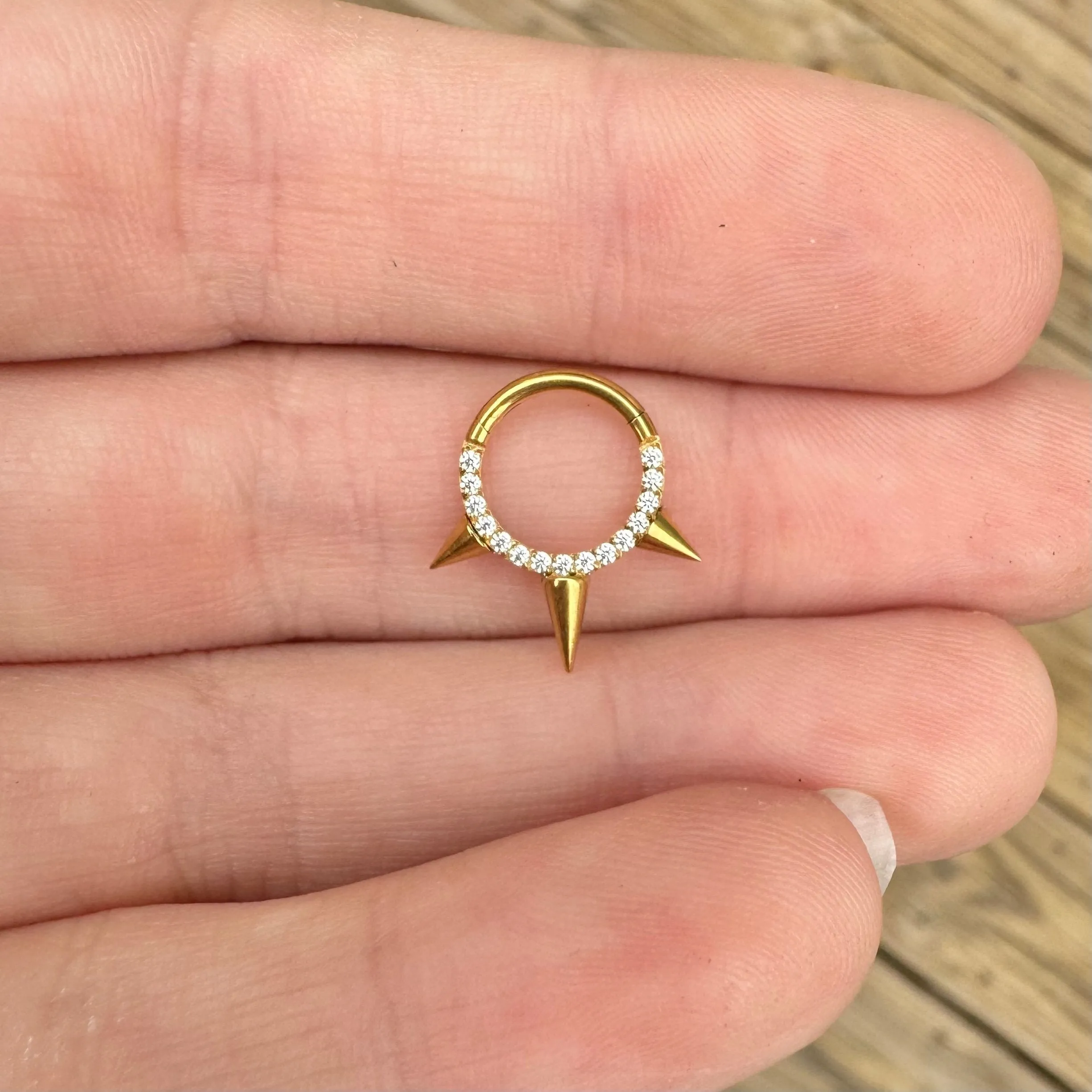 Gold Spike Septum Ring (16G, 8mm, Surgical Steel, Gold or Silver)