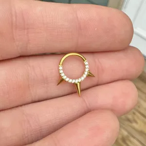 Gold Spike Septum Ring (16G, 8mm, Surgical Steel, Gold or Silver)