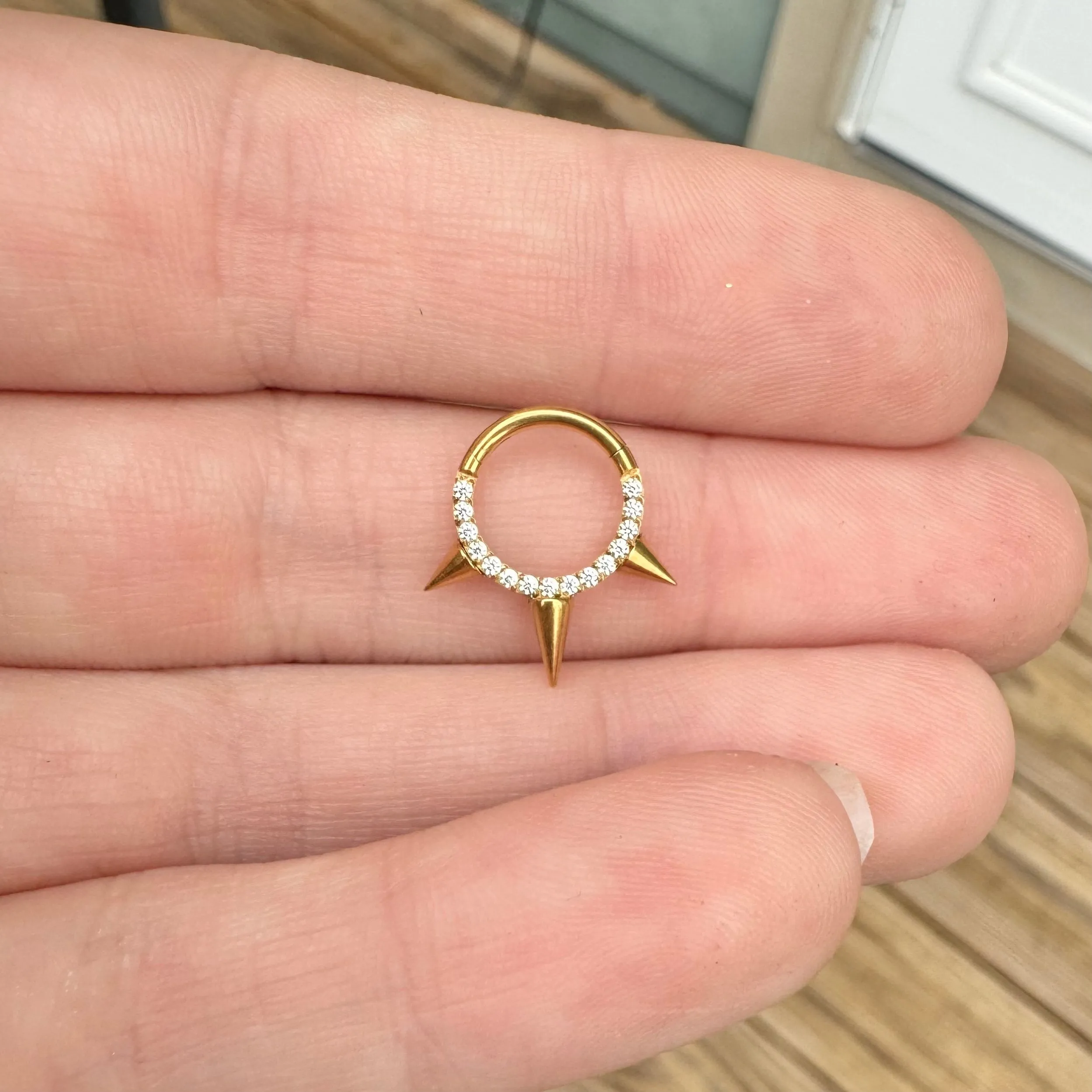 Gold Spike Septum Ring (16G, 8mm, Surgical Steel, Gold or Silver)
