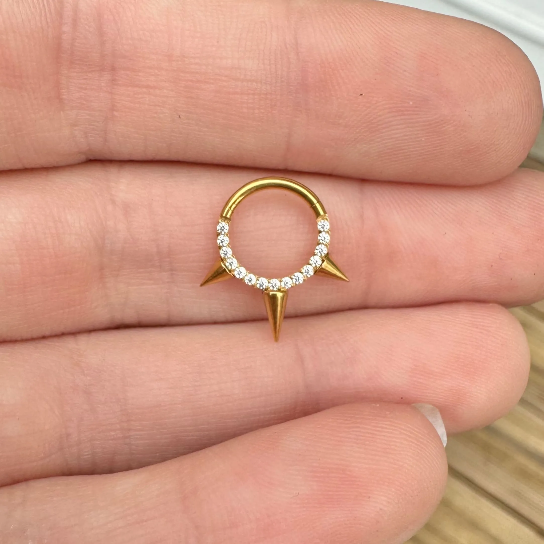Gold Spike Septum Ring (16G, 8mm, Surgical Steel, Gold or Silver)