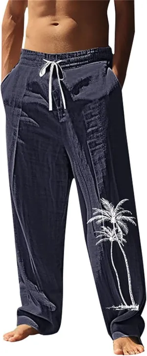 Hawaii Graphic Drawstring Pants for Men Lightweight Beach Sweatpants Comfy Tropical Lounge Relaxed Fit Vacation