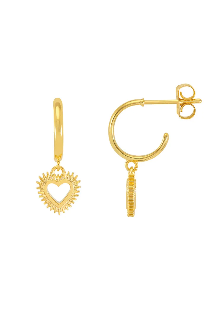 Heartburst Drop Hoop Earrings