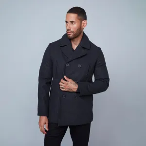 Hedge Men's Short Double-Breasted Peacoat - Charcoal