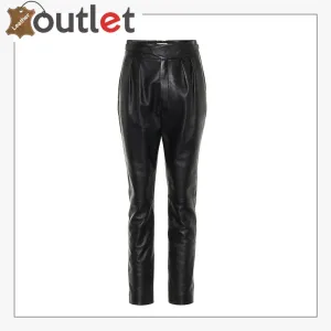 High-rise leather straight pants