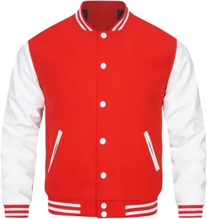 HOOD CREW Mens Varsity Jackets Faux Leather Sleeve Letterman Boys College Baseball Jacket