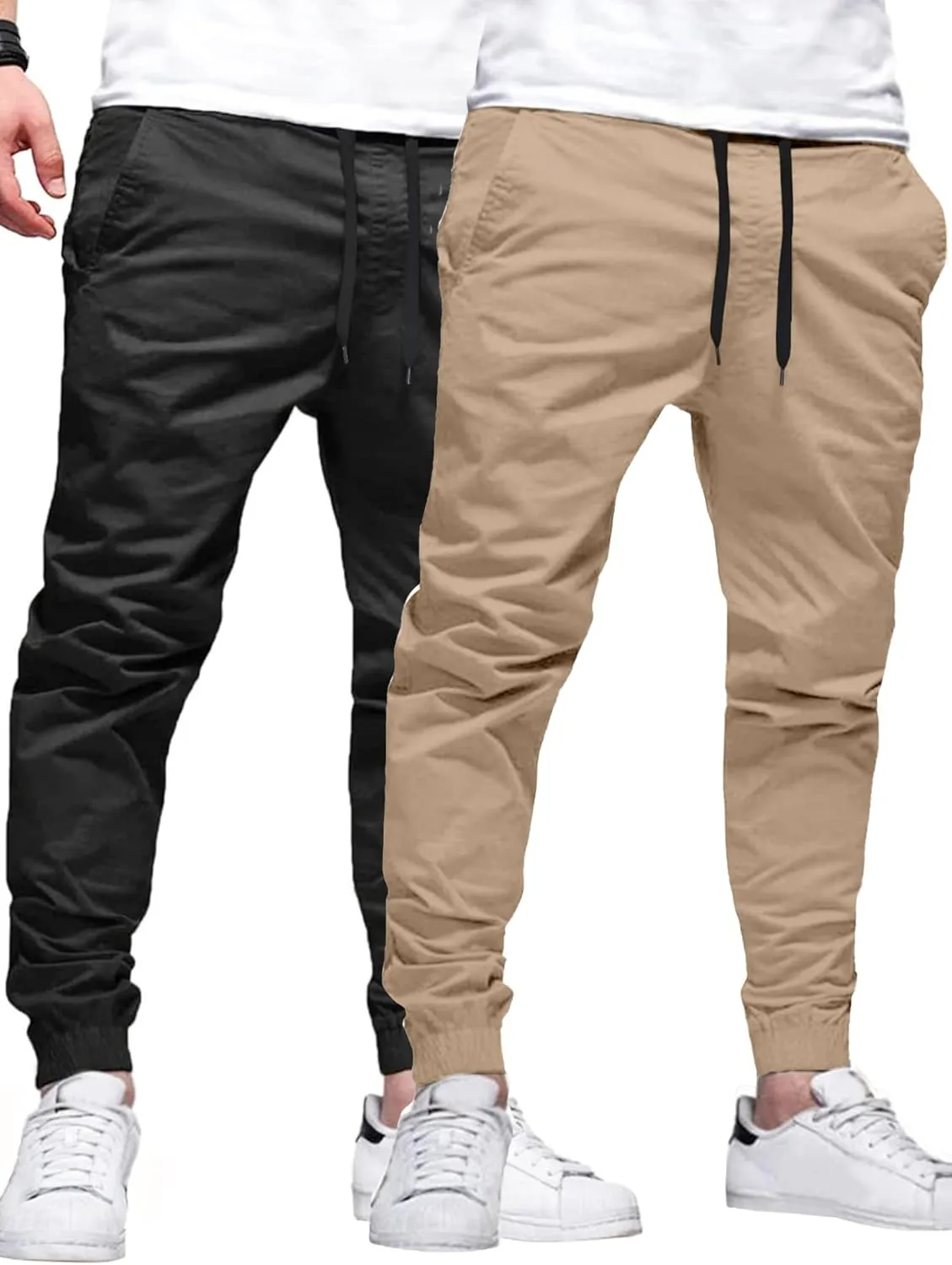 HOTake Men's Joggers Casual Lightweight Elastic Waist Drawstring Hiking Chino Pants Men
