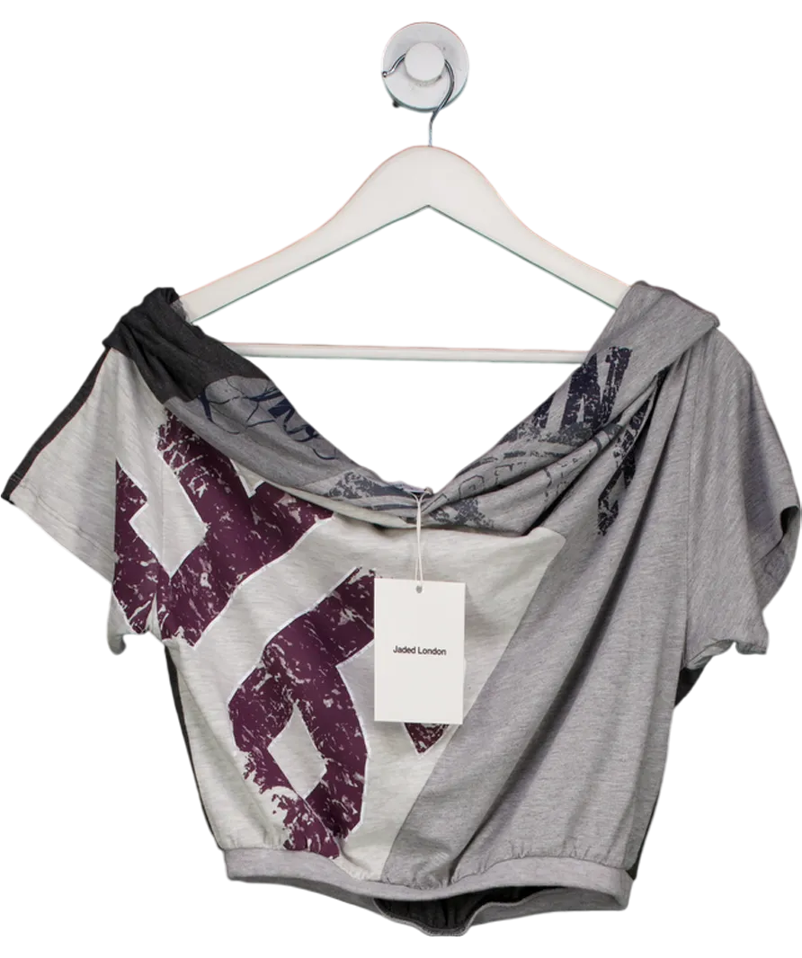 Jaded London Grey Reworked Varsity Top UK 6