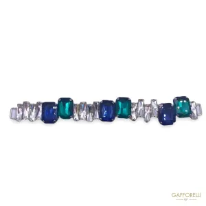 Jewel Neckline with Crystal, Blue and Green Swarovski Stones A465 - Gafforelli Srl