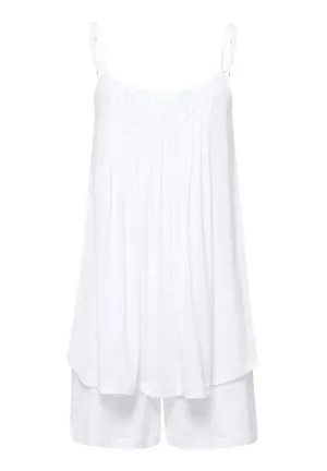 Juliet Pleated Cotton Pajama Set | White 77705-101
