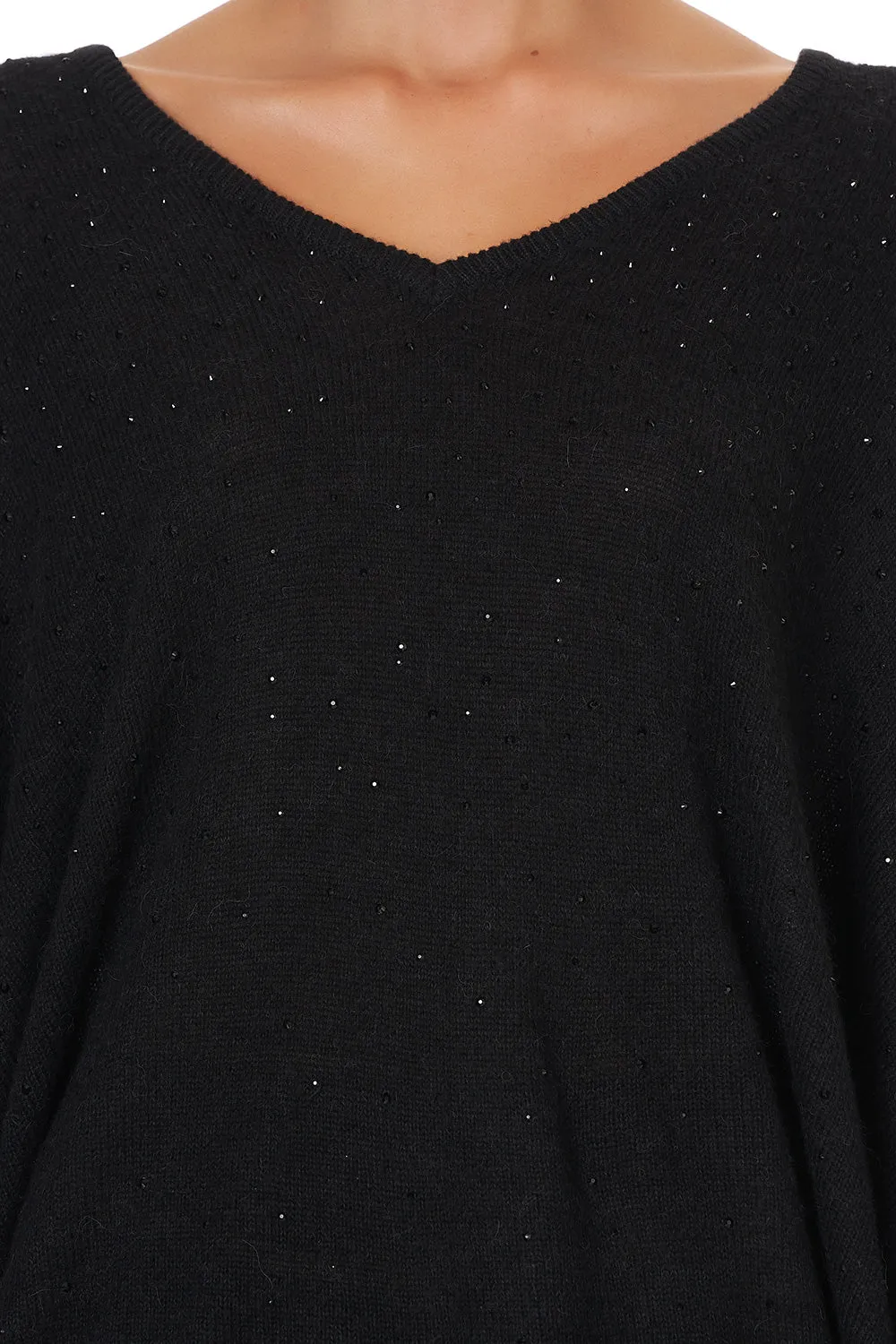 KNIT V NECK JUMPER WITH DOLMAN SLEEVE BLUSHING MANOR