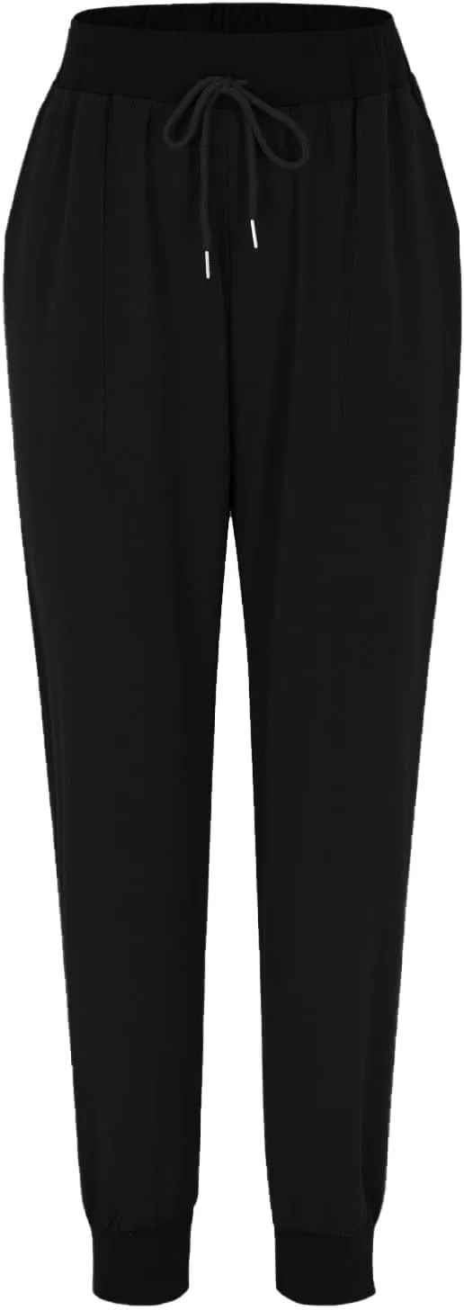 Linen Pants Women Summer Drawstring Elastic Waist Cotton Linen Tapered Leg Petite Pants Jogger Casual Palazzo Trousers