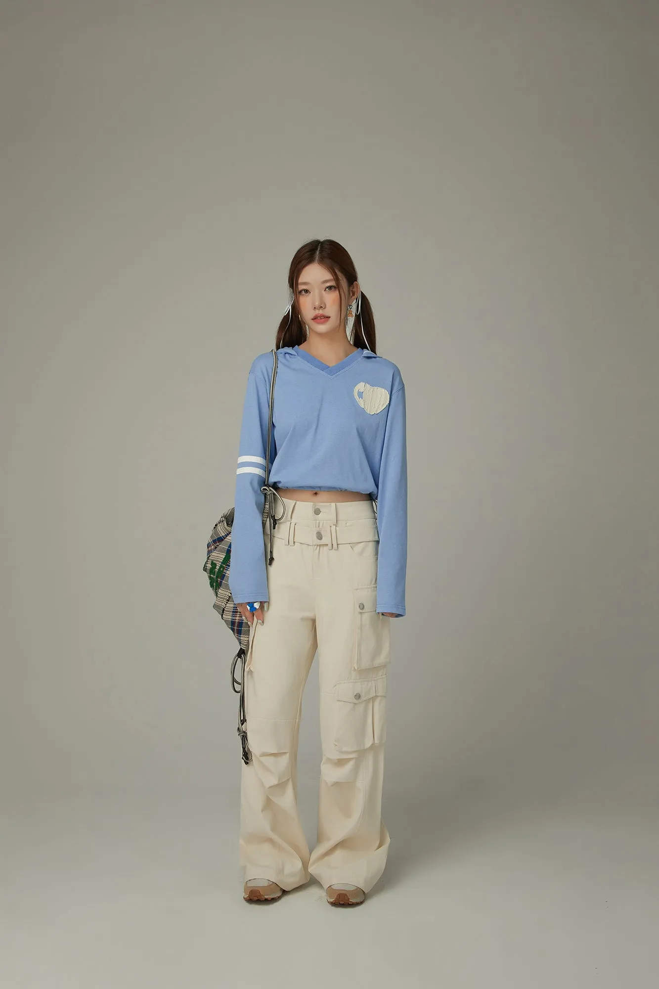 Logo Heart Crop Hoodie