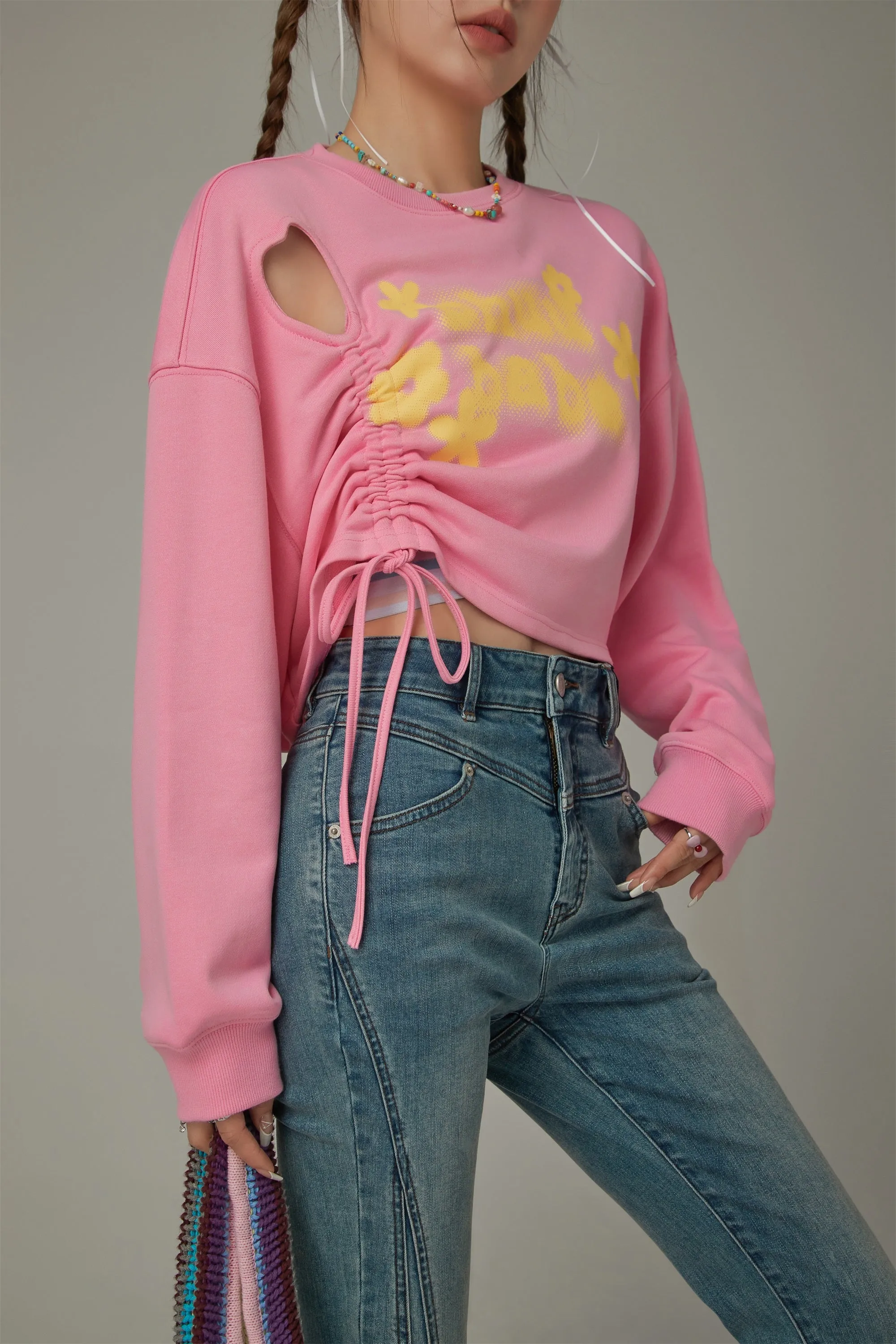 Logo Heart String Crop Sweatshirt