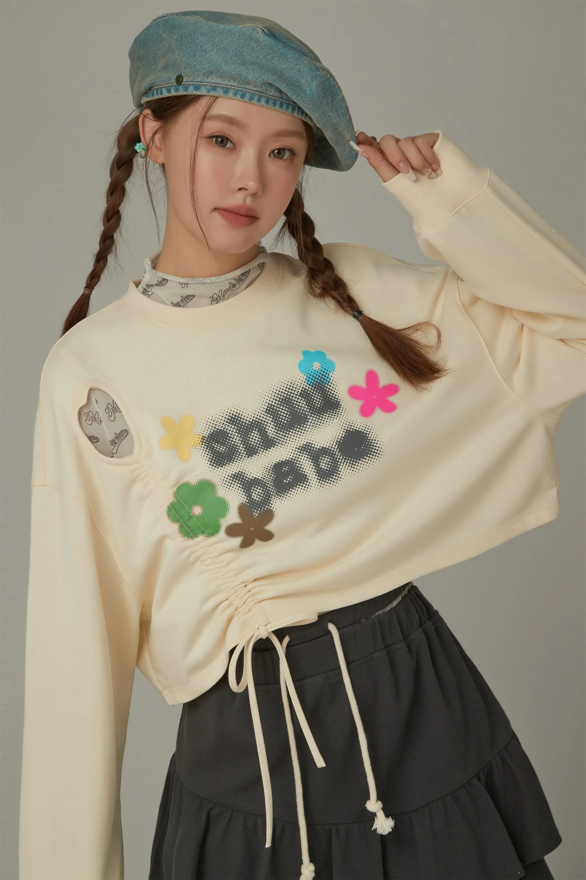 Logo Heart String Crop Sweatshirt