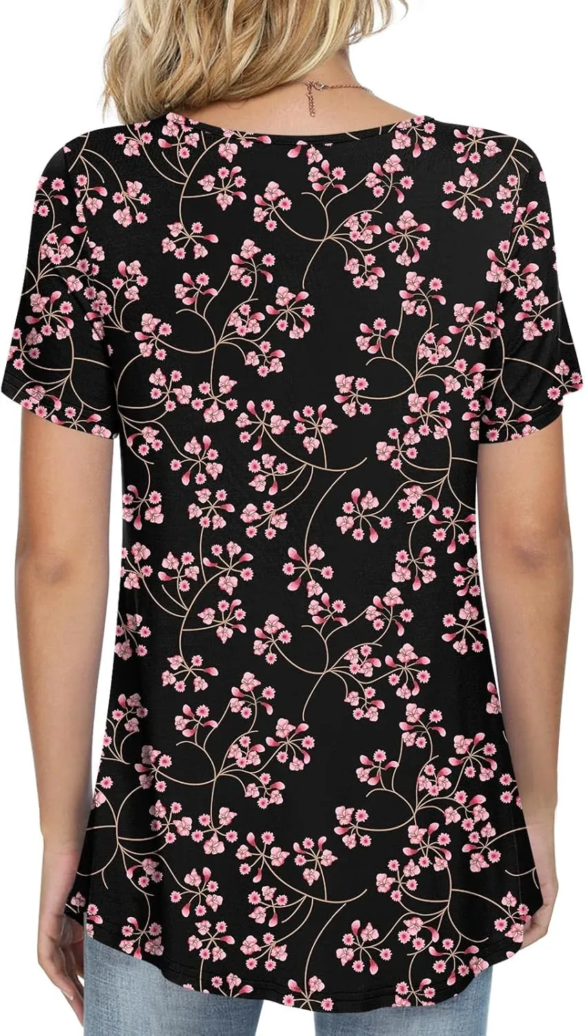 LONGYUAN Womens Tunic Tops 2025 Summer Casual Square Neck Shirts S-3XL