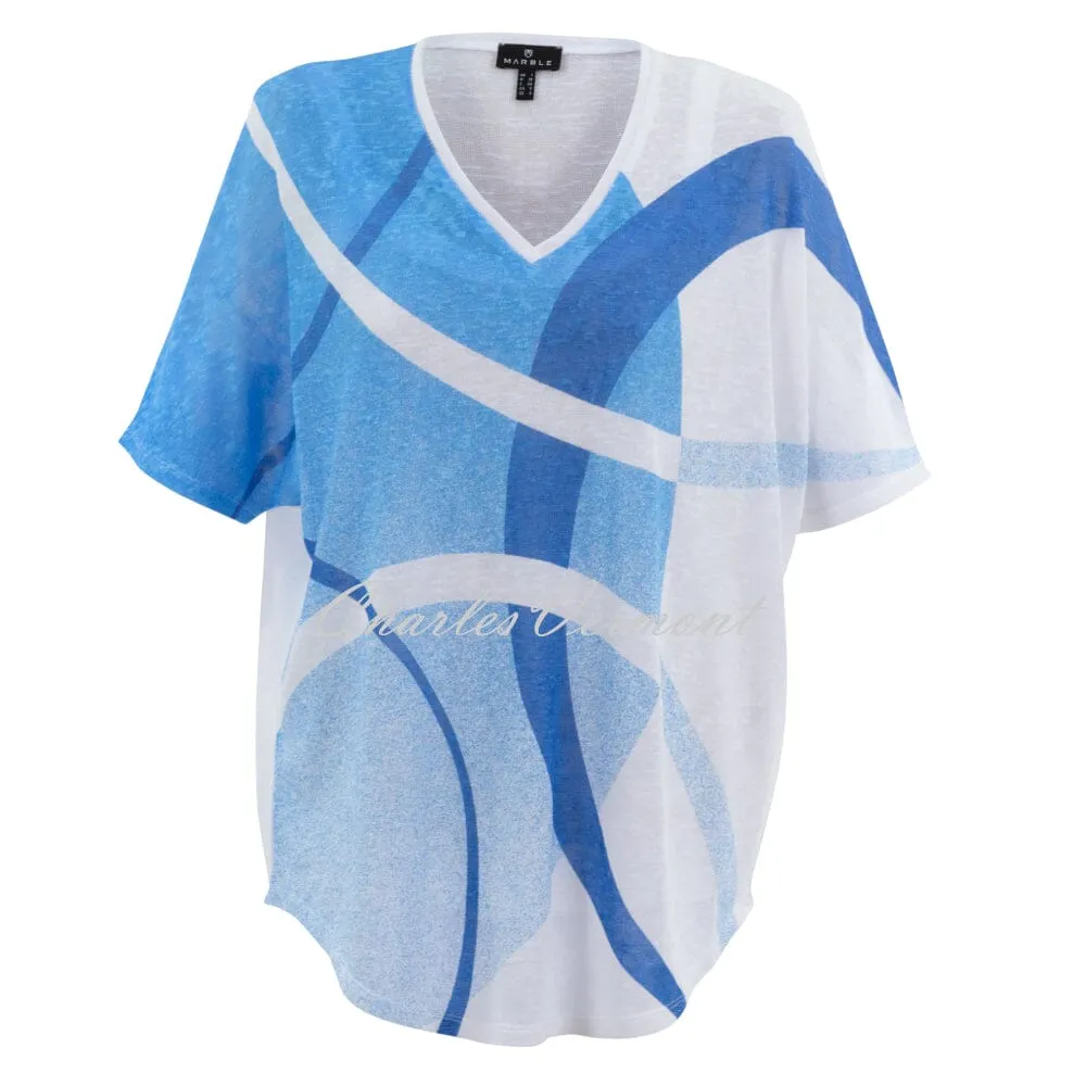 Marble Circular Print Top - Style 7366-213 (Powder Blue / White)