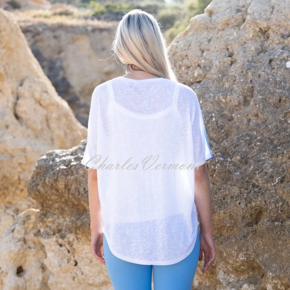 Marble Circular Print Top - Style 7366-213 (Powder Blue / White)